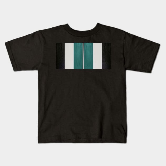 Silver, Teal, Black and White Textures Kids T-Shirt by AmazingCorn